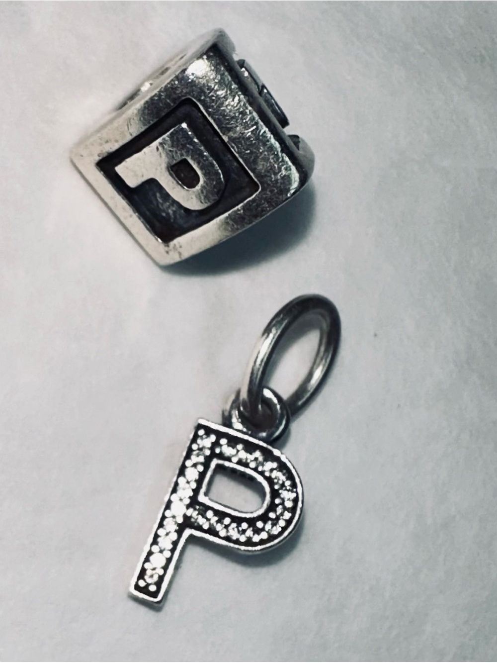 Pandora Sterling Silver Letter P Charm Bundle | Pavé Initial Pendant & Alphabet